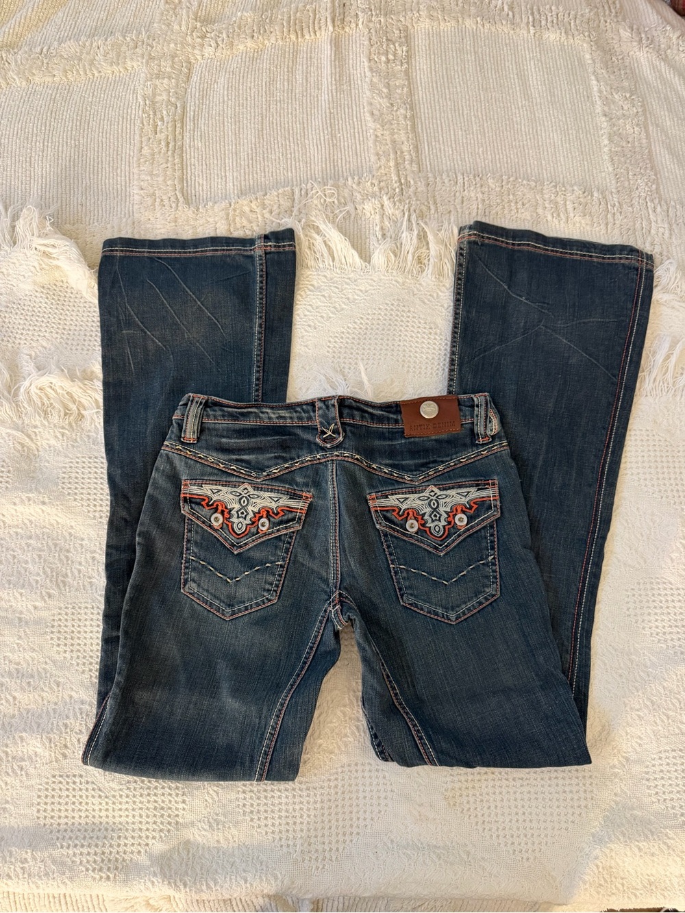 Antik Denim Bootcut Jeans with Embroidered Back Pockets - Dark Blue